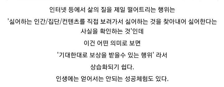 인터넷에서 삶의 질을 떨어뜨리는 행위