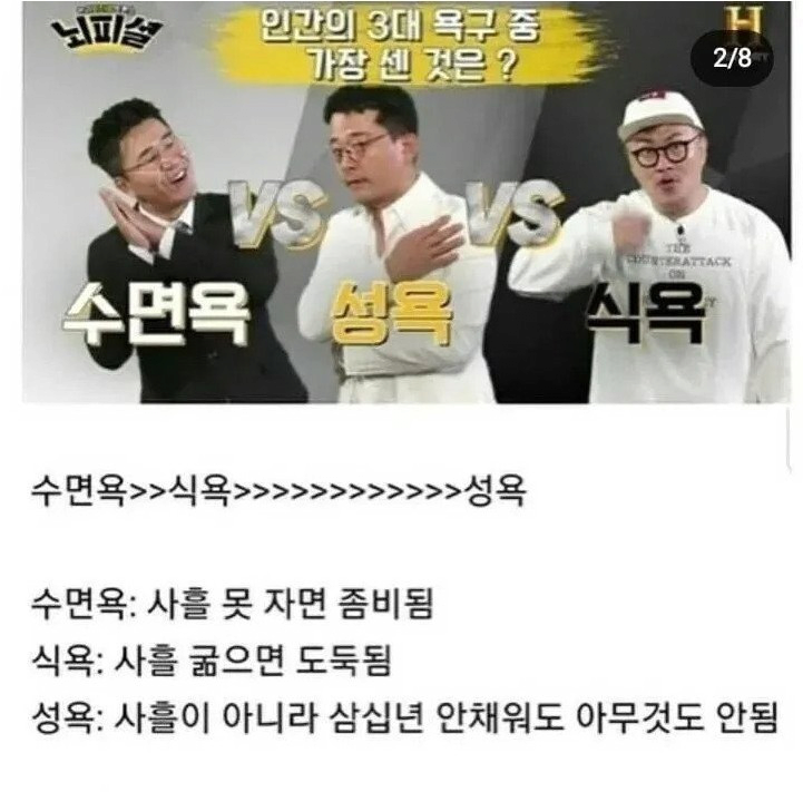 3대 욕구중 성욕이 제일 안중요한 이유